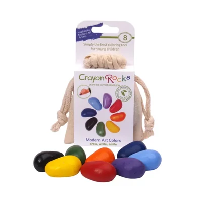 Kavicskréta kibontva, 8 élénk szín piros, narancs, sárga, zöld, fekete, kék, világos kék, lila