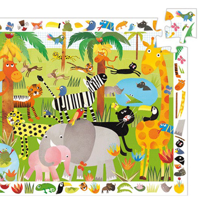 DJECO Megfigyelő puzzle (35 db) - Dzsungel állatai