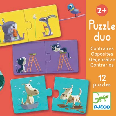 DJECO Duó Puzzle állatok - Ellentétek