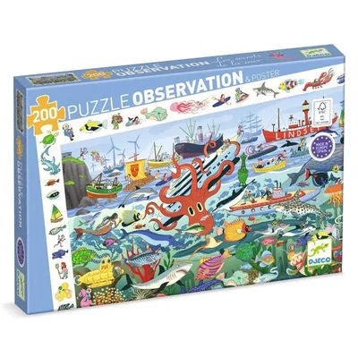 DJECO Megfigyelő puzzle (200 db) - Tenger titkai
