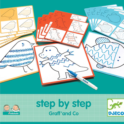 Vonalhúzó gyakorlatok játékosan - DJECO Step By Step Graff' and Co 