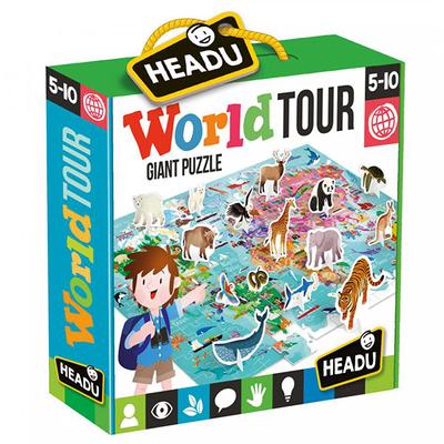 Földrészek puzzle, állatok, földrészek Headu