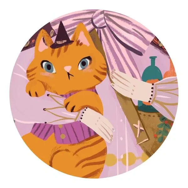 Djeco Óriás puzzle (36 db) - Lili, a kis boszorka - kinagyított részlet, cica