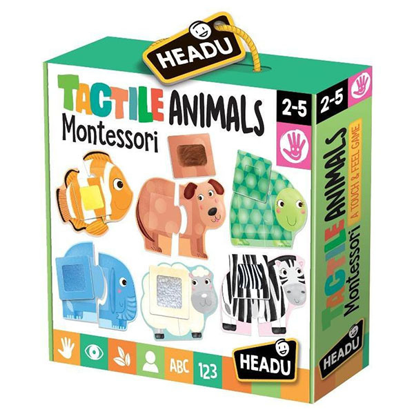HEADU Montessori tapintós  puzzle - Állatok